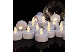 Boakboary Tea Lights Flameless Battery Operated Candles-LED Flickering Votive Candle Long Lasting 200 Hours,24 Pack Realistic and Bright for Seasonal Festive Celebrations Decoration Warm White
