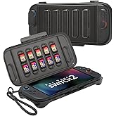 JSAUX Protective Case for Nintendo Switch 2 (2025), Hard Carrying Shell, Slim & Portable, Dustproof, Built-in 10 Game Card Slot, Travel-Carry, Full Protection Cover – Translucent Black PC0116