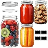 ComSaf Mason Jars 32 oz - 4 Pack, Wide Mouth Mason