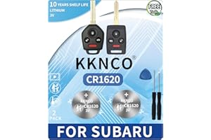 KKNCO Key Fob Battery Replacement for Subaru Traditional Key Outback Forester Crosstrek Impreza Legacy WRX Ascent Tribeca Remote (Check Fitment Guide) 2-Packs CR1620 Batteries