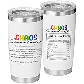 Chaos Coordinator Tumbler Thank You Gift for Women, 20 Oz Stainless Steel Cup with Lid, Funny Mug for Boss, Coworkers, Friends, Employee Appreciation for Nurse, Teacher Mom Christmas, Birthday
