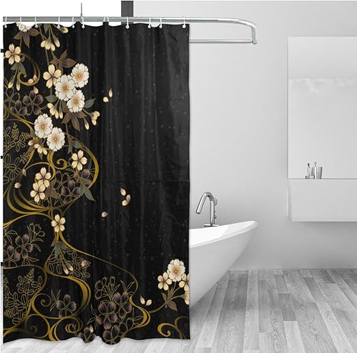Amazon Com Alaza Vintage Floral Home Decor Shower Curtain Set