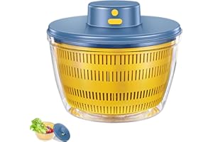 MLIJZARD Large Salad Spinner,Vegetables Washer Dryer,Electric Lettuce Spinner with Bowl for Home Kitchen Washing Drying Leafy Vegetables Fruits,4.2 Quarts，Yellow