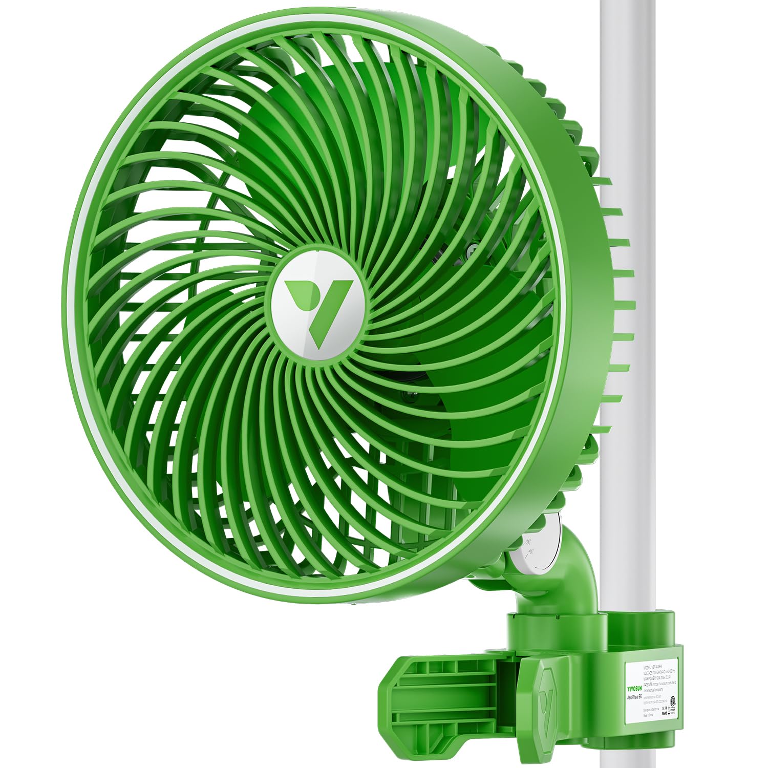 VIVOSUN Grow Fan with Clip, 15 cm/6 Inch Grow Tent Fan, 10 Speeds Smart App Control, IP54 with Automatic Oscillation AeroWave E6 for Grow Tent, Green