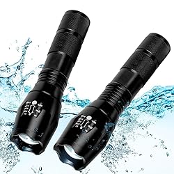 2 Pack Flashlights High Lumens, 5 Modes Zoomable