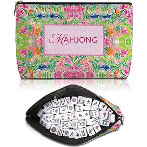 Mahjong Tile Bag Pink Flower American Mahjong Bag Makeup Bags (Case Only) | Thickened Portable Pouch with Zipper, Fits Americ