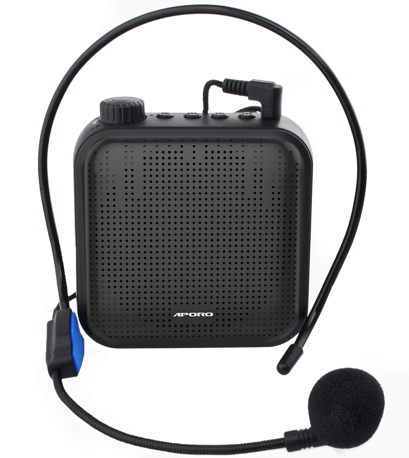 Voice Amplifier, 12W Rechargeable PA system (1200mAh) With Wired Microphone for Teachers, Tour Guide and more (black)