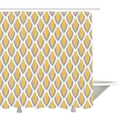 Yeuss Mustard Shower Curtain By Vintage Inspired Downward Leaf