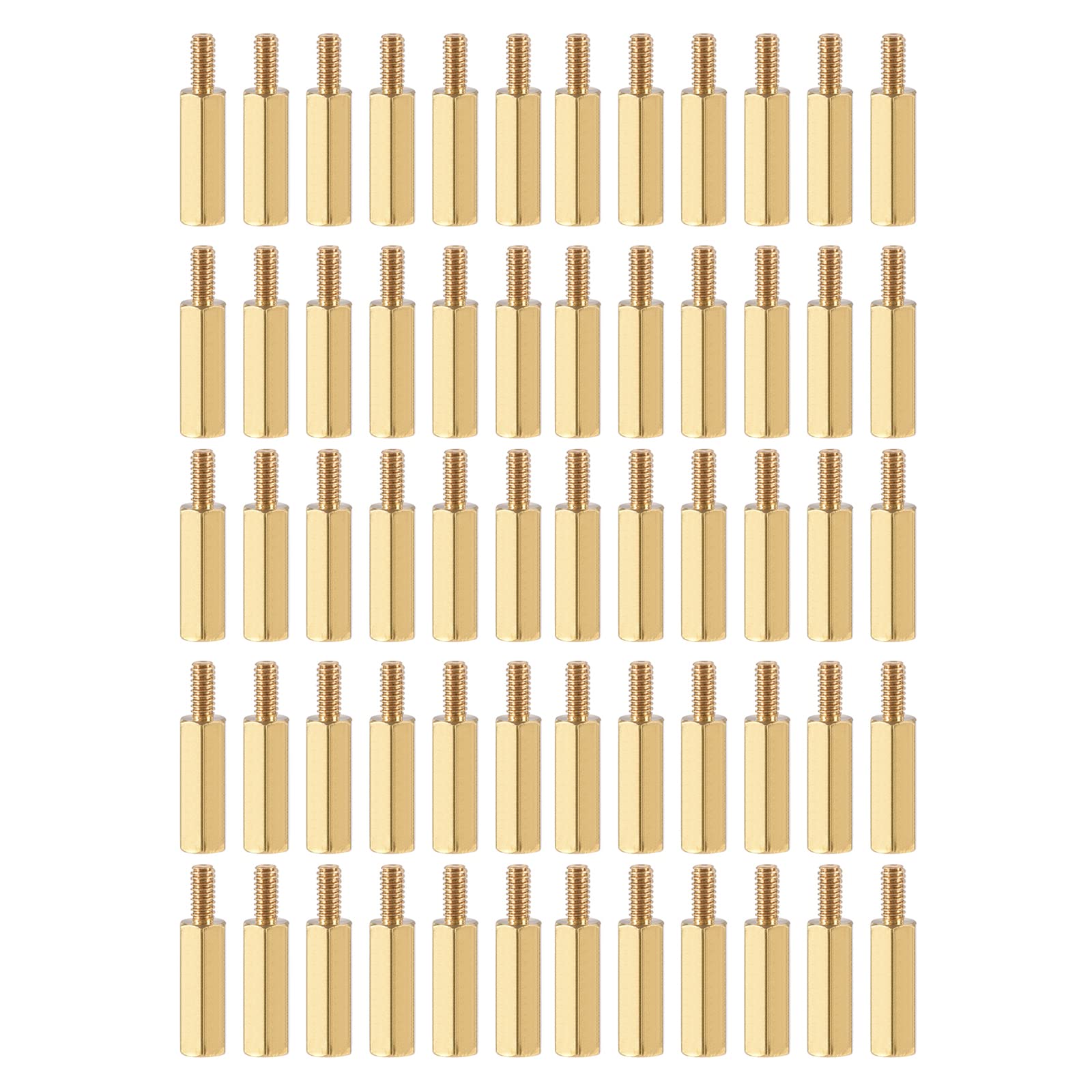 YOKIVE 50 Pcs M2.5 Standoff Screws, Brass Hex PCB Standoffs, Keep Height Consistent, Great for Motherboard (Gold Tone, 14mm+6mm)