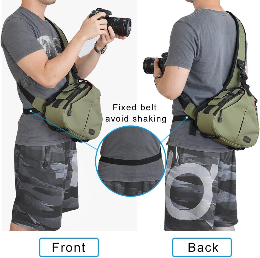 CADeN Camera Bag Sling Backpack Camera Case Waterproof with Rain Cover Tripod Holder, Compatible for DSLR/SLR Mirrorless Cameras (Canon Nikon Sony Pentax) and Accessories Green : Camera & Photo