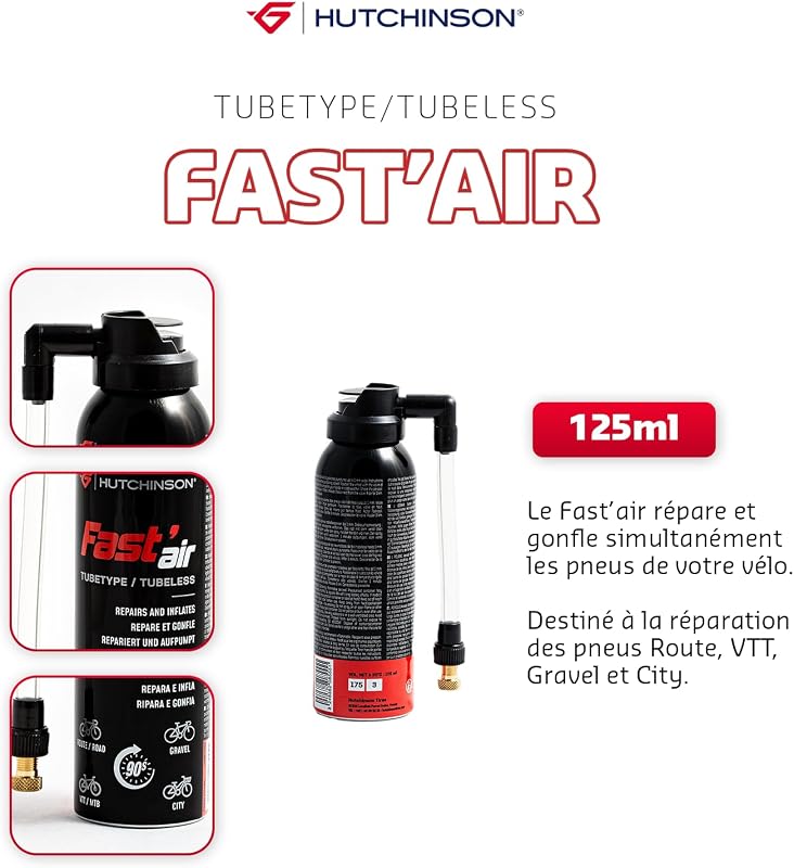 - Fast'air - Accessoires vélo - Spray latex - Tubeless Ready - TubeType - 125 ML