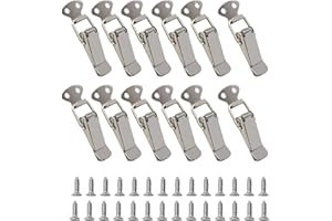 12 Pcs Spring Hasp, Stainless Steel Spring Loaded Toggle Latch Catch Clamp, Cabinet Latch with 24 Pcs Screws for Wooden Case 