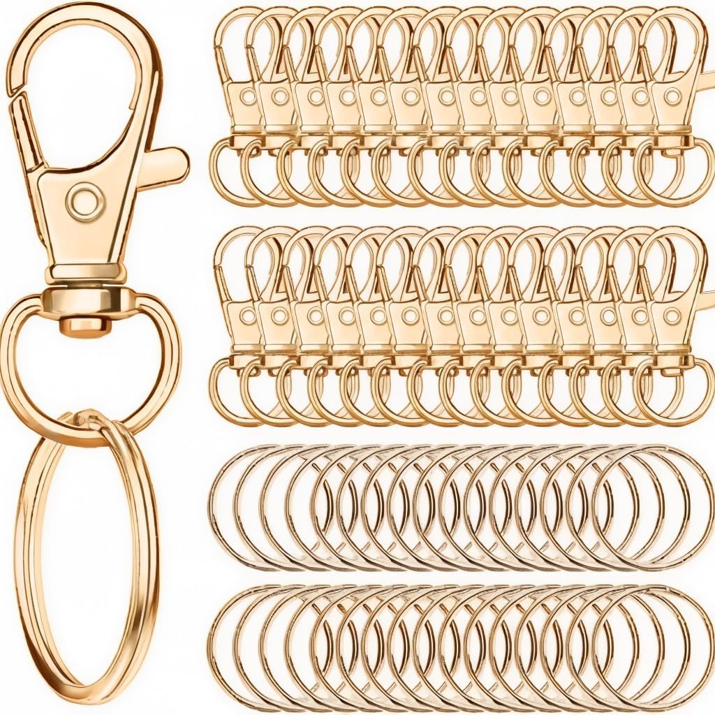 SUPVOX 60Pcs Zinc Alloy Keyring Buckles Set with Swivel Lobster Clasps Durable Keyring Attachments for DIY Keychains Bag Buckles and Key Holders for Home and Car Keys