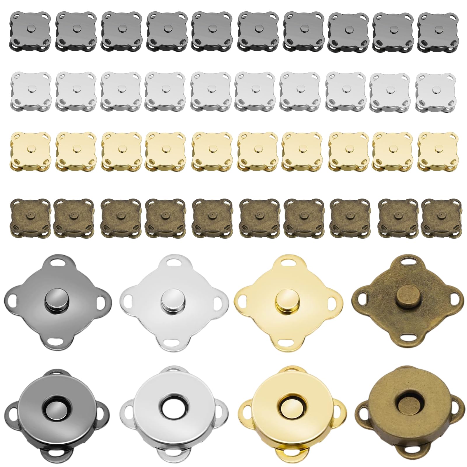GIONAR 40 Sets Magnetic Snap Fasteners, 14mm Magnetic Buttons for Bags, Sew On Snap Fasteners, for Purses, Clothing, Totes, Bags, Wallet, Handbag, Coat (4 Colours)