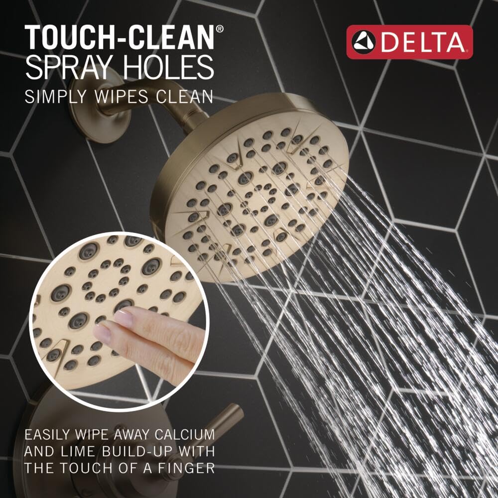 Delta Saylor 14 Series 5-Setting Shower Faucet Set, Brushed Gold Shower Head and Handle Set, Valve Trim Kit, Champagne Bronze T14235-CZ (Valve Not Included)