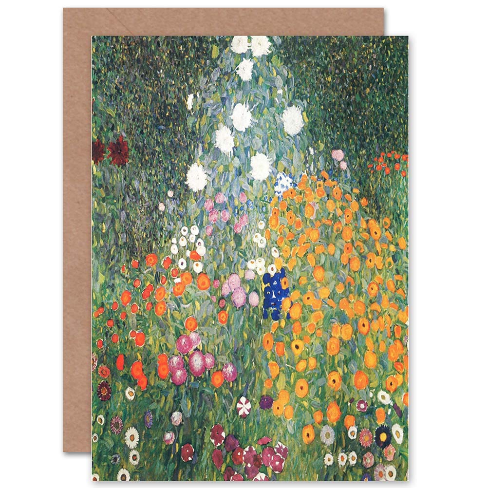 Gustav Klimt Flower Garden 1907 Old Master Painting - Blank Greeting Card CP1109