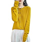 Chanyarn Women's Crewneck 100% Merino Wool Sweater 2025 Spring Fall Solid Long Sleeve Seamless Knitted Cardigan Sweater