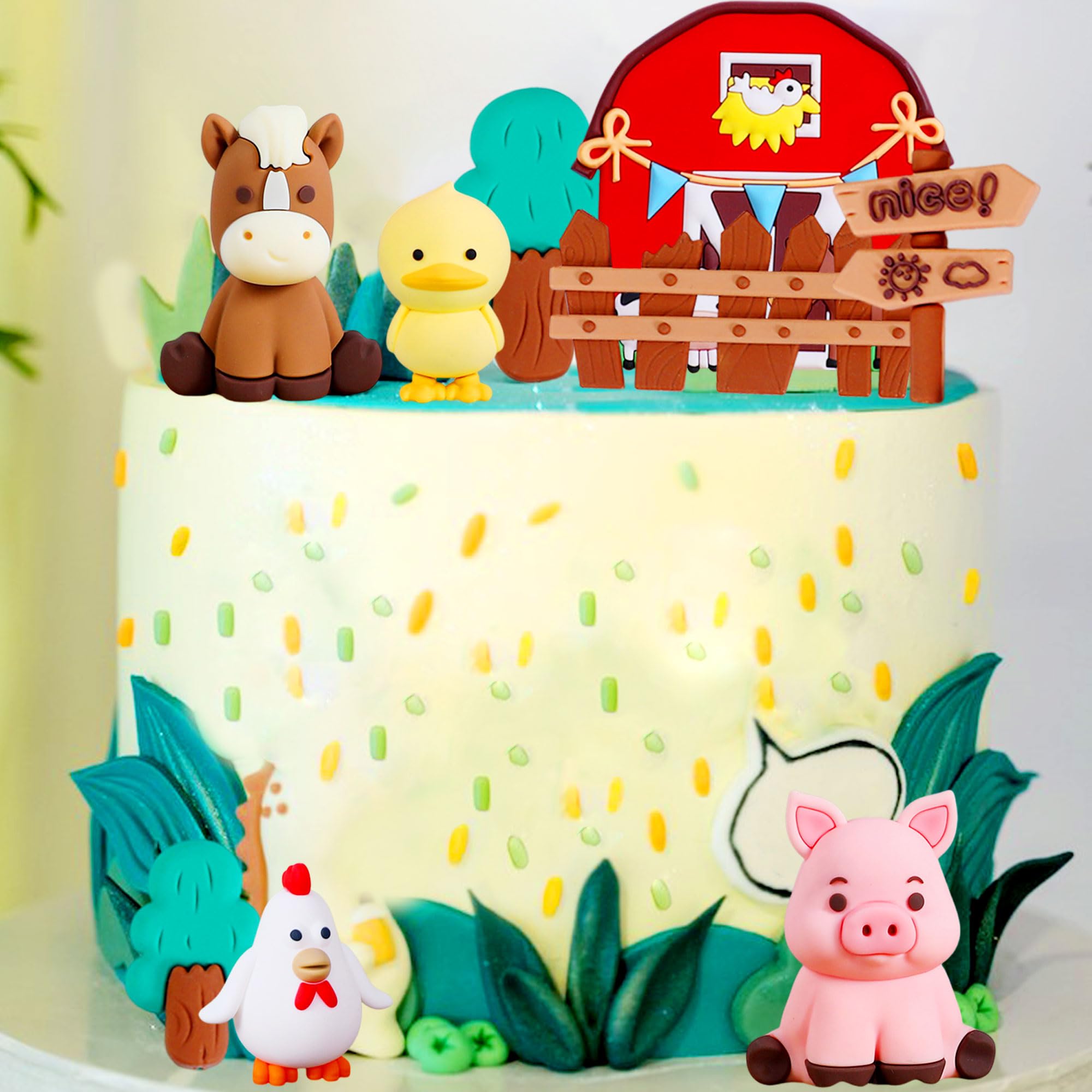 Roaring Good Time Bauernhof Geburtstag Deko - Farm Birthday Kuh Schafe Kuchen Tortendeko 9