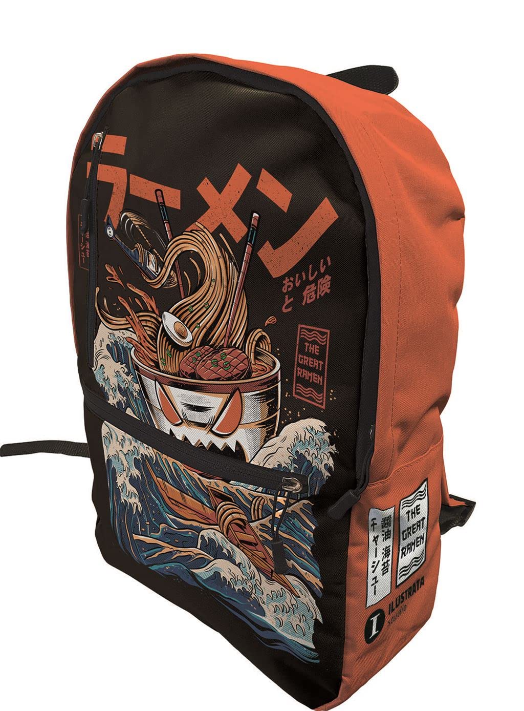 Pyramid International Ilustrata Backpack with Great Ramen Design and 2 Zipped Front Pockets - Official Merchandise