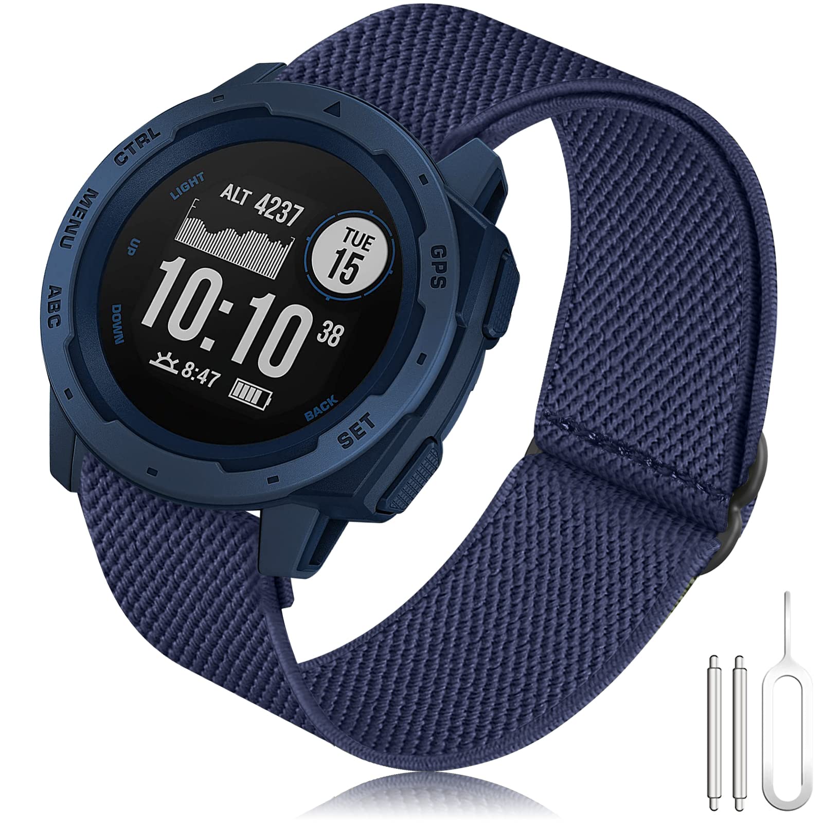 Strap Garmin Instinct Elastic Loop, 22mm Stretchy Nylon Ultra-light Wrist Band Watch Strap for Garmin Instinct 2 Solar/Instinct/Instinct Tactical/Instinct Tide/Instinct Esports/Instinct Solar
