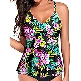 Womens Flowy Tankini Tops Only - Twist V Neck Swimsuit Top Loose Fit Bathing Suit Top Modest Swim Tops No Bottom 2025