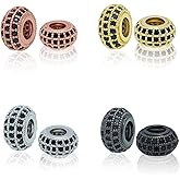 BAOYINGACC 8 PCS Charm Spacer Beads, Mixed Color Brass Connector Charm Beads for Bracelet Necklace DIY Jewelry Making Crafts (Black Zircon)
