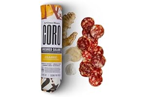 Coro Classic Uncured Artisan Salami Stick – 5oz | Garlic & Ginger | Perfect for Characuterie Boards, Snacking, Holiday Gifts | All Natural, Gluten-Free, No Added Nitrates & Nitrites