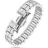 MagnetRX® Magnetic Bracelets for Men - EllipseMAX 5X Strength 5,000 Gauss Magnets - Designed in USA & Patent Pending - Premium Titanium Mens Magnetic Bracelet & Adjustable Length (Silver)