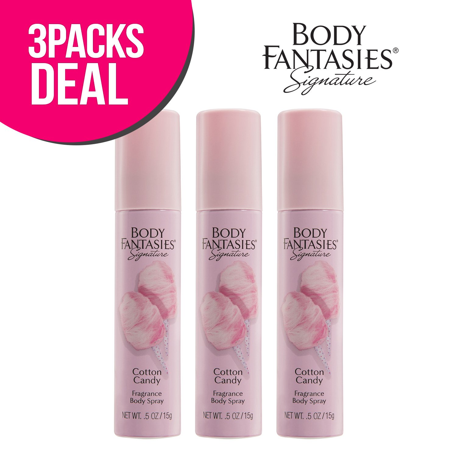 Body Fantasies Signature Cotton Candy for Women, 3 Pcs