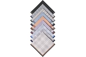 Handkerchiefs for Men Soft Cotton, Assorted Colors Plaid Stripe Checkered Men’s Hankies, Pack of 9, 15.7 x 15.7 Inches