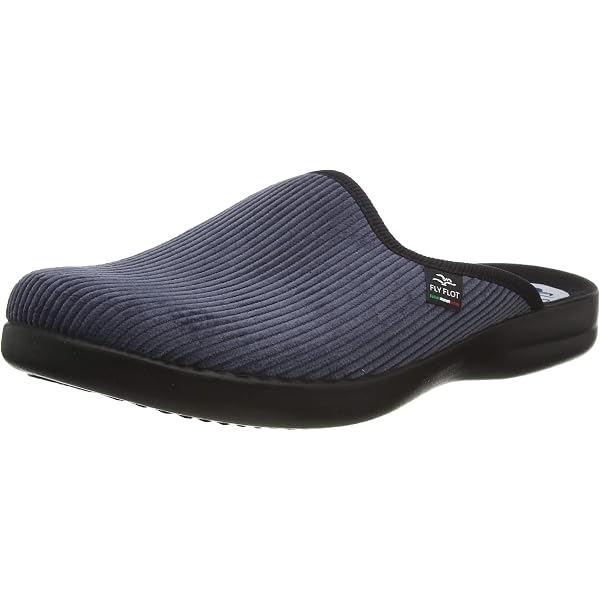 Fly Flot Sabots Homme Mules Chausson Chaussons Noir Cuir Véritable Neuf