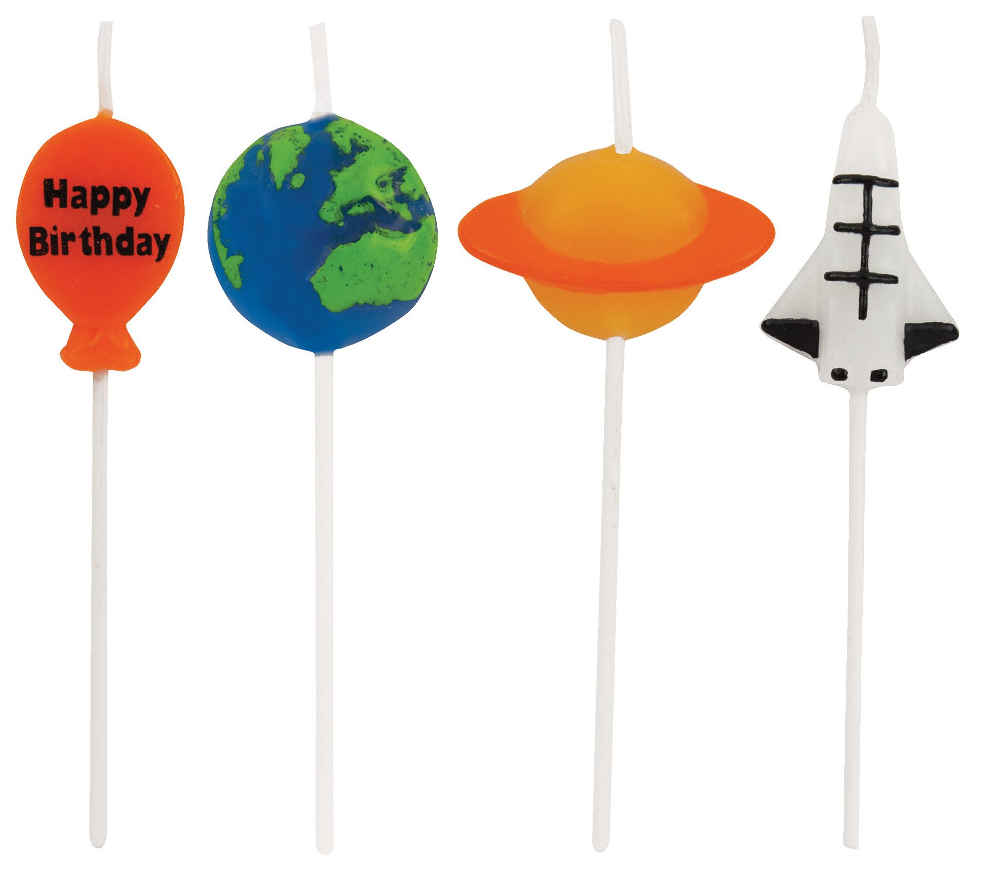 "Party Bags 2 Go PC101152 Outer Space Birthday Pick Candles, 3"-4 Pcs", one size