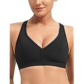 Yvette Sports Bra Sexy V Neck Yoga Bra Cross Back Light Support Wide Straps with Built-in Pads