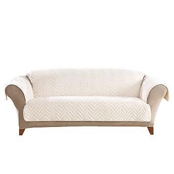 Amazon.com: SureFit Quilted Faux Fur Cream Sofa Furniture Cover ...