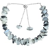 SunshineGems Natural Raw Rainbow Moonstone Bolo Bracelet, Rough Stones, Handmade, June Birthstones, Healing Crystals, Adjustable Slider Chain Weight Approx 50 to 60 carat Stone Size Approx 5 to 10 MM,
