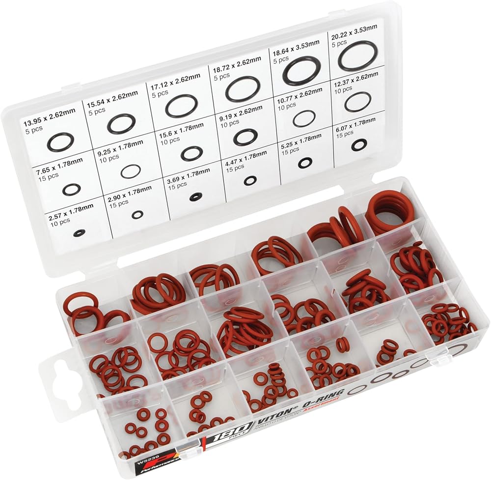 Performance Tool W5239 Viton O-Ring Assortment 180 pcs 9mm-20mm High Temp