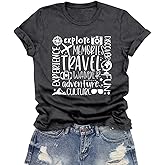 LuxLass Travel Shirts for Women Adventure T-Shirt Traveling Themed Tee Tops