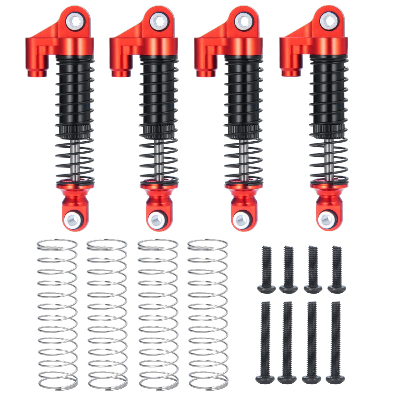 AXspeed Aluminum Long Shock Kits for Adjustable Shock Absorber Damper for 1/18th TRX4M TRX4-M Bronco Defender RC Car (Red)