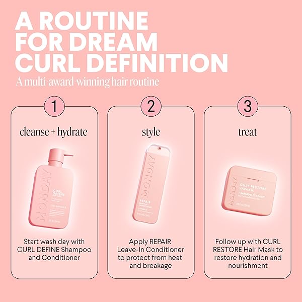 MONDAY HAIRCARE CURL DEFINE CONDITIONER WITH PEPTIDES, COCONUT OIL & SHEA BUTTER FOR CURLS OF ALL TYPES 354 ML