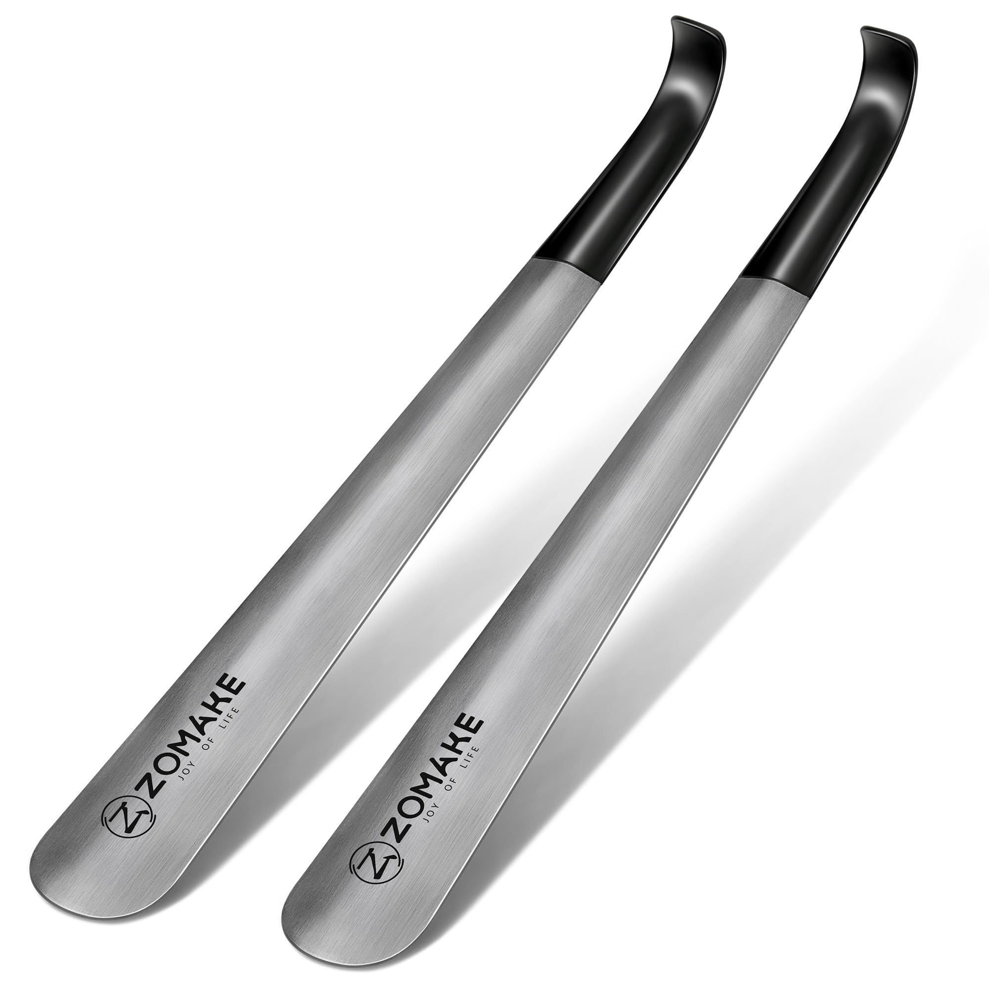ZOMAKE Metal Shoe Horn Long Handle for Seniors 16.5 Inch,Stainless Steel Shoehorn for Men,Shoe Spoon Shoe Helper for Boots