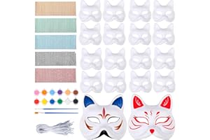 CDOKY 50PCS Unpainted Paper Mache Masks, DIY Blank Masquerade Masks, White Half Face Paper Mache Masks for Halloween Parties