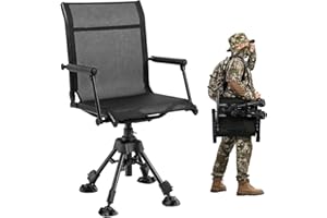 OKSTENCK Hunting Chair, 360 Degree Silent Swivel & Height Adjustable (34.6-40.3 in), Portable Detachable Chair with 4 Adjusta