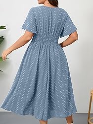 RWJ Women's Plus Size Maxi Dress V Neck Short