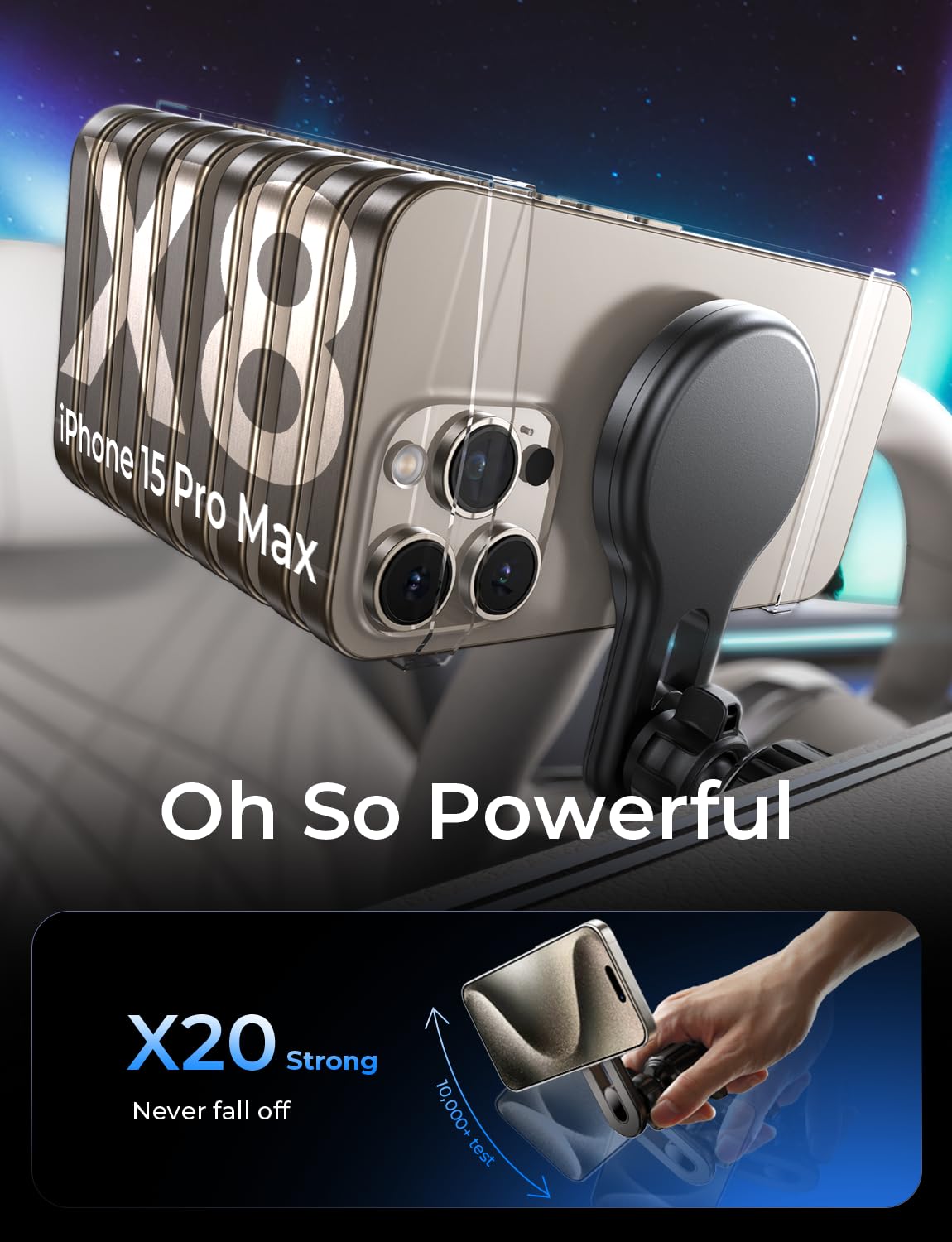 LISEN for 15W MagSafe Car Mount Charger [No More Heating] iPhone