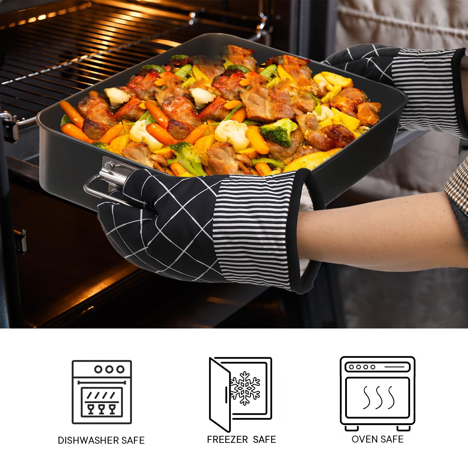 Jucoan Lasagna Pan 3 Inch Deep, 16 x 11.5 Inch Large Baking Pan Casserole Dishes for Oven, Non-Stick Baking Dishes Roasting Pan Brownies Pan for Thanksgiving, Christmas, Housewarming Gifts - Dishwasher Safe