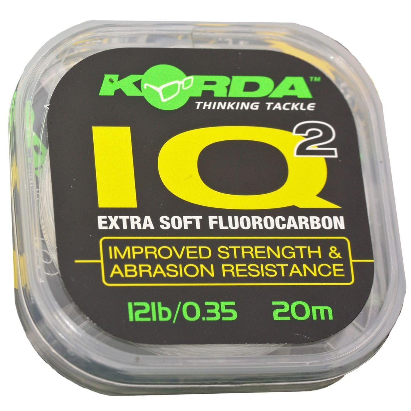 Korda IQ2 Soft Fluorocarbon Hooklink, 12lb/0.35mm 20m, Soft and Invisible, Ideal for D-rigs, Strong Knots, Premium Fishing Line