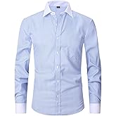 ATOFY Men's French Cuff Dress Shirt Regular Fit Formal Business Button Down Shirt for Men Long Sleeve Random Cufflinks