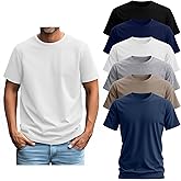 Ficerd 6 Pack Men's Big and Tall Shirts Short Sleeve Cotton Tee Summer Crew Neck Oversize Top Loose Fit Shirt Multipack