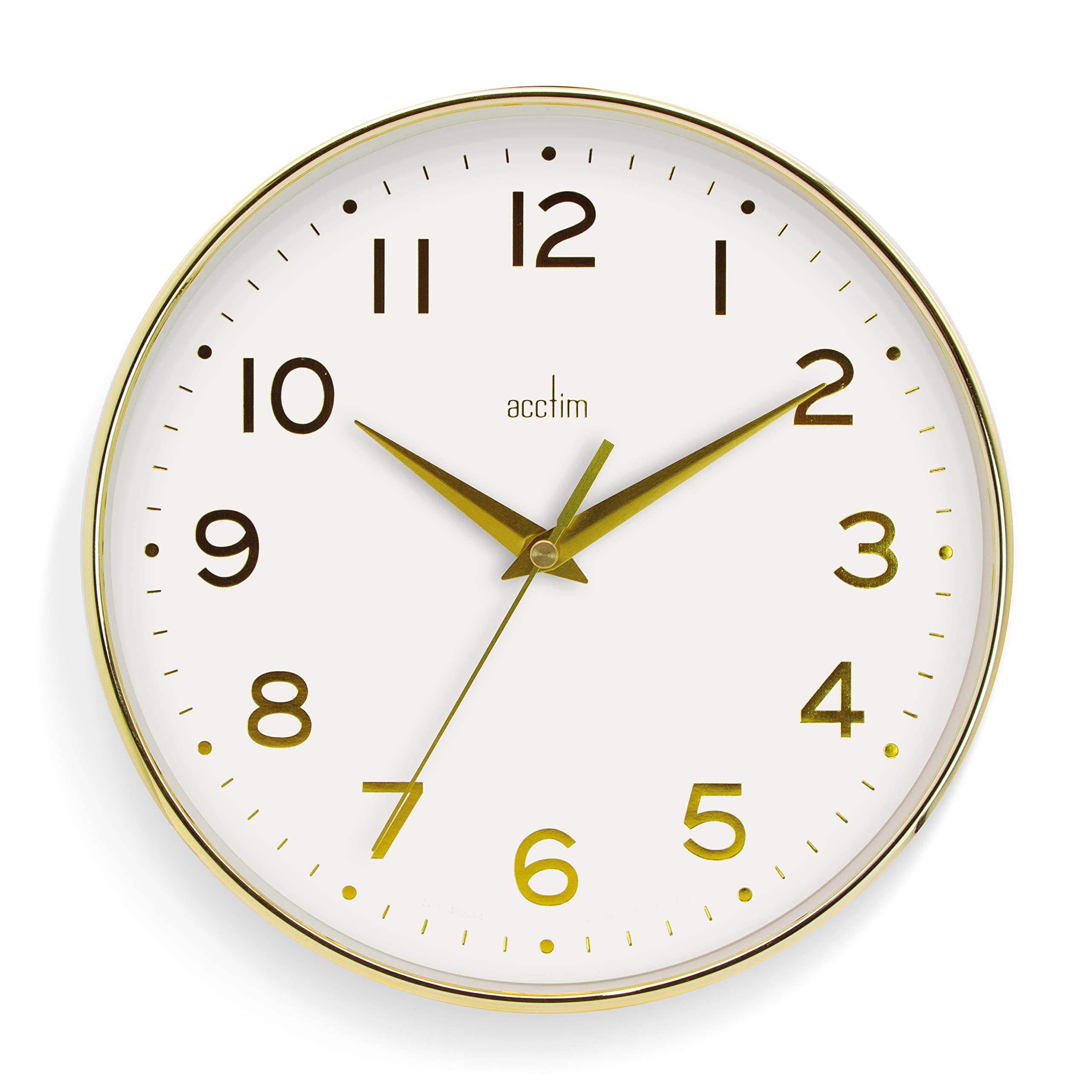 Acctim Rand 20cm Small Wall Clock Foil Embossed Numbers Quartz Movement 22982 (Gold)