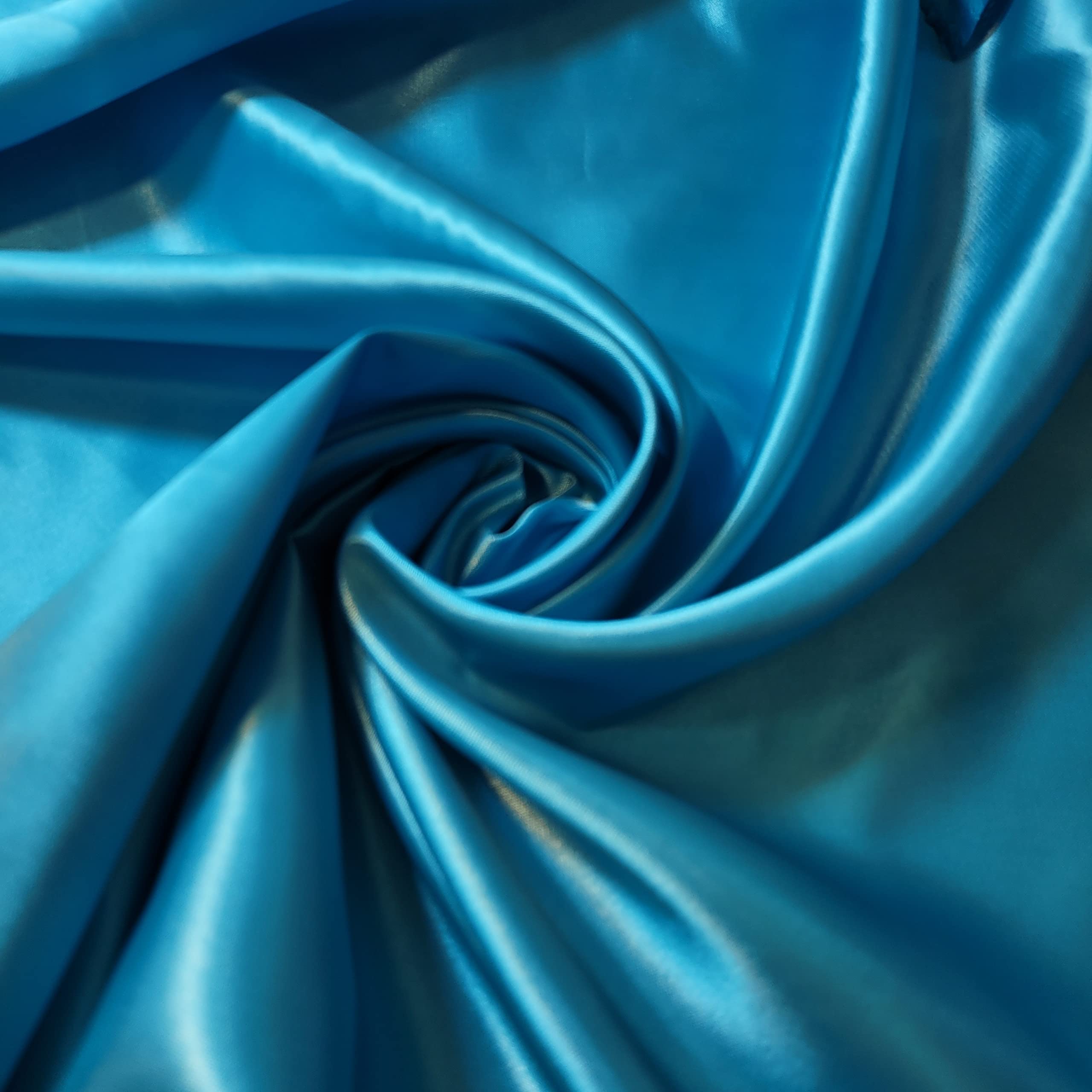 Silky Satin Fabric – Plain Solid Colour Luxury Dressmaking & Craft Material | Ideal for Wedding, Prom, Décor | 58" (150 cm) Wide | Sold Per Meter (Pre-Cut Lengths) (Turquoise, 5 Meter)